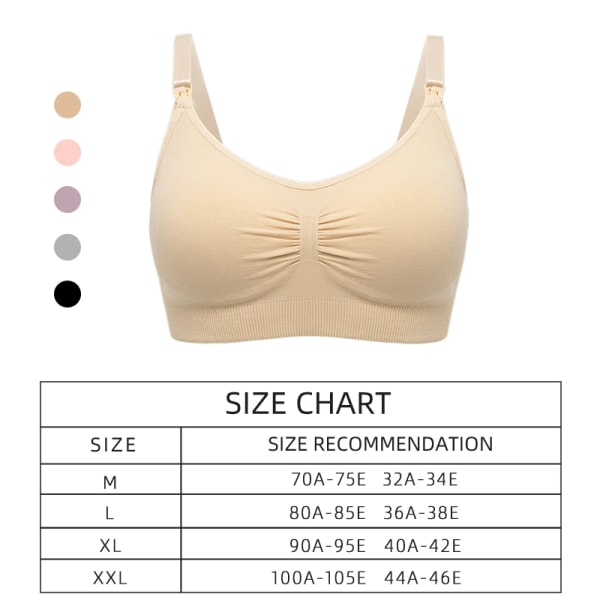 Plus Size Amnings-BH Andas Kvinnor Amning Underkläder Sömlös Gravid BH Push Up Grey XXL