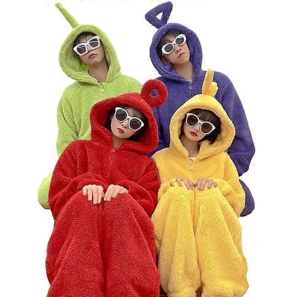 Teletubbies-dräkter Disi Onesies Lala Cosplay-pyjamas Vuxenpyjamas Djur-sovkläder _b green s