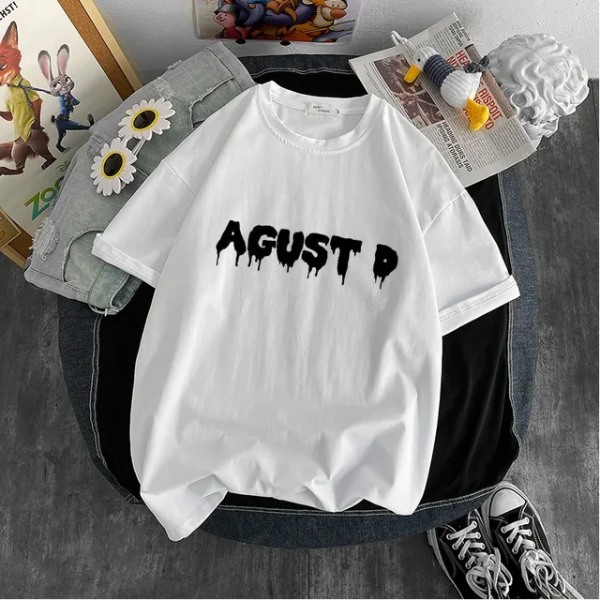 Ny koreansk version af KPOP Agust D T-shirt til kvinder med tryk D-2 Album Unisex T-shirt Yoongi-skjorte Teen-T-shirt L145-7 M