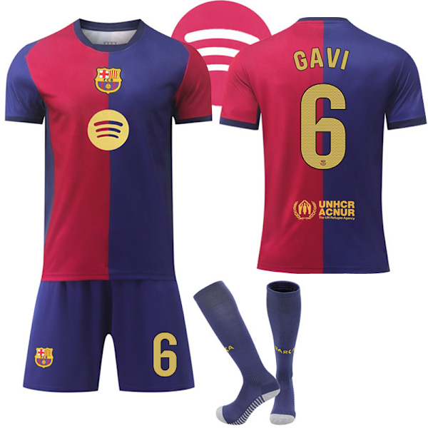 24-25 Ny FC Barcelona Tröja NR.6 GAVI Tröjor Barn Vuxen Fotbollsutrustning med Strumpor XL