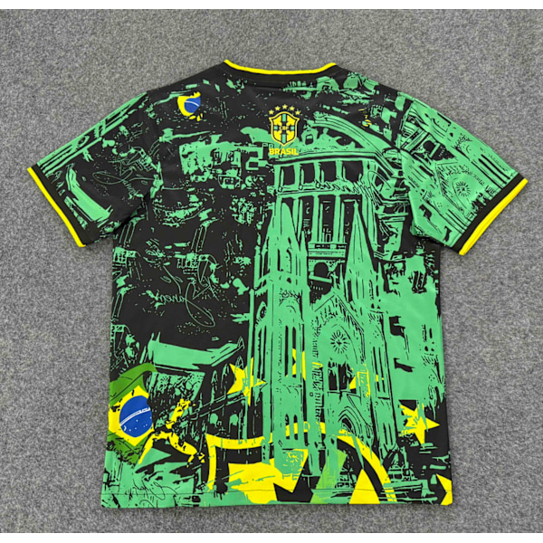 Brasilien Sort Grøn Special Edition Fodbold Uniform T-shirt S-2XL M