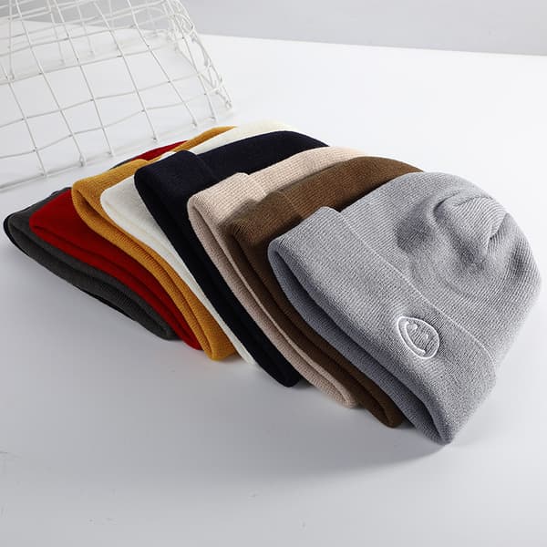 Tjock Varm Öronvärmare Hatt Herr Vinter Leende Ansikte Tryckt Ridning Stickad Hatt Light Grey