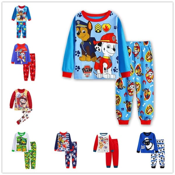 Pojkar Tecknad Långärmad Pyjamas Set Ren Bomull Klass A Säkerhetsunderkläder Sovkläder Barn 3-8 År 7 5y/110cm