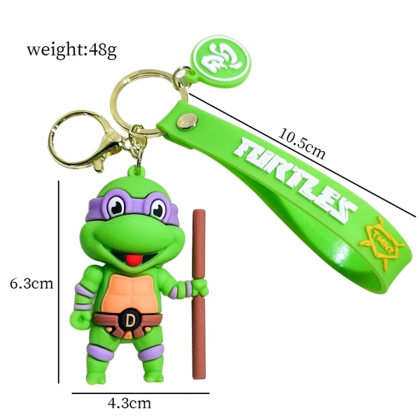 Anime Ninja Turtle Figur Keychain Teenage Mutant Ninja Turtles Raphael Donatello Dockdock Nyckelring Bilnyckel Väska Ornament Present 4