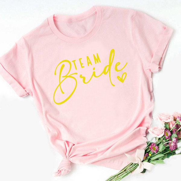 Birde Team Mønstertrykt Dame T-shirt Bryllupskostume S-3XL GH1040-Fpink XXL