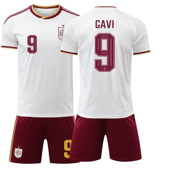 2026 Spanien Udebane NR.9 GAVI 2-delt T-shirt Sæt Børnefodboldtrøje 9 28