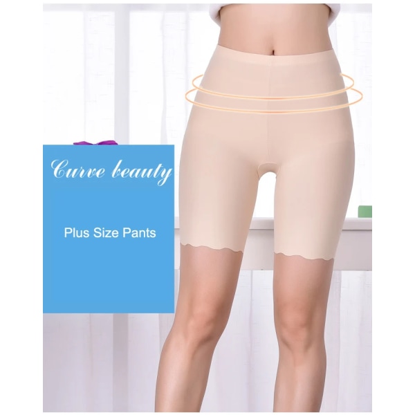 Safety Short Pants Summer Women Plus Size Boxers för Kvinnliga Anti Rub Safety Shorts Under Kjol Trosor Underkläder Beige 2XL (75-95kg)
