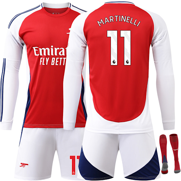 24-25 Arsenal F.C. Långärmad Hemmatröja NO.11 Martinelli Tröjor Barn Vuxen Fotbollsutrustning med Strumpor NO.11 XXL