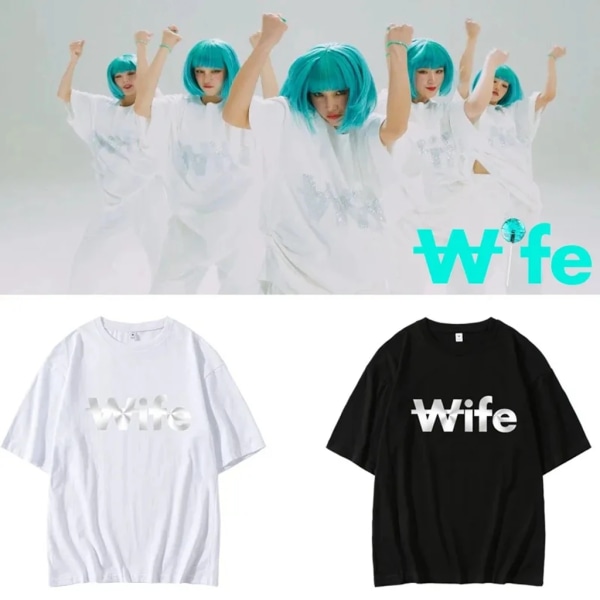 Kesäiset naisten topit KPOP Gidle Wife Soyeon Yuqi Miyeon Shuhua Minnie Graafinen T-paita Kesä Miesten Naisten Harajuku Casual T-paita White 4XL