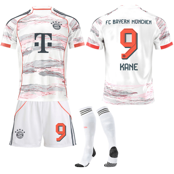 25-26 FC Bayern München Udebane NO.9 KANE Sæt Børn Voksen Fodboldudstyr med Sokker NO.9 L