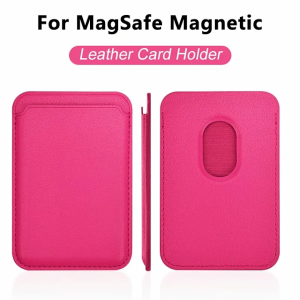 Lyxig för Magsafe magnetiskt läder plånboksfodral för iPhone 11 12 13 14 15 Pro Max S23 korthållare telefonväska omslag tillbehör Rose Red