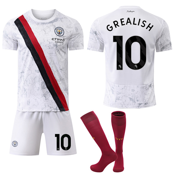 25-26 Manchester City F.C. Bortedrakt NO.10 GREALISH Drakter Barn Voksen Fotballutstyr med Sokker NO.10 24