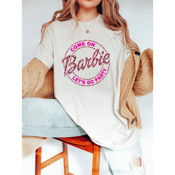 Barbie Trykket T-skjorte Kvinner Sommer Topp T-skjorte GH1014-L XL