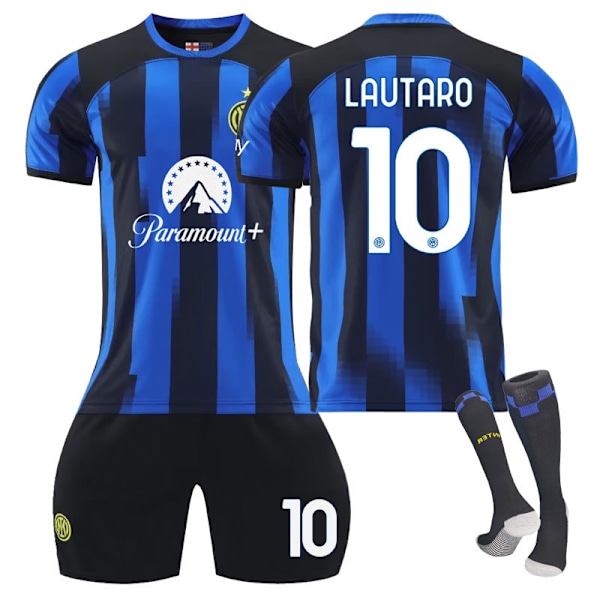 23-24 Internazionale Milano Hemmaträningströja NO.10 LAUTARO Tröjor Barn Vuxen Fotbollsutrustning med Strumpor NO.10 24