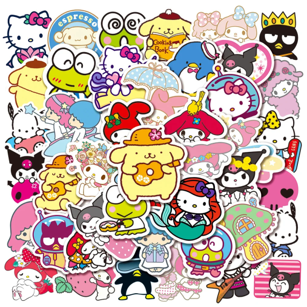 50/100 st Sanrio Cartoon Kawaii My Melody Kuromi-klistermärken för Scrapbooking Laptop resväska Vattentät klistermärke Dekal Barnleksak 50PCS Sanrio