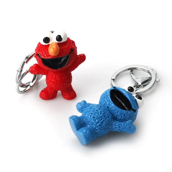 Tegnefilm Anime Sesame Street PVC figur nøglering Cookie Monster Doll Legetøj Vedhæng nøglering til børn Børn gave tegneserie nøglering red