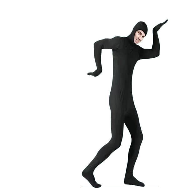 Spandex Heldragt Kostume med Ansigtsåbning til Halloween Sort Black 160CM