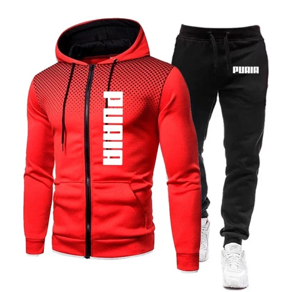 Sport Fitness för män Bär tunn sektion andas huvtröja eller sportbyxor Andas Red Suit XL