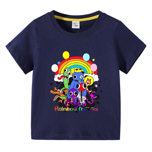 Kid bomull T-shirt Summer Rainbow Friends printed topp T-shirt dark blue 120cm