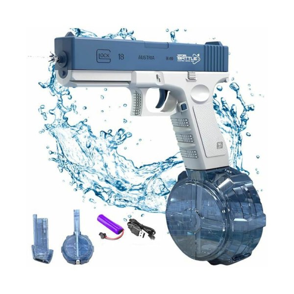 Elektrisk vattenpistol för barn och vuxna - Vattenpistol - Plastvattenpistolleksaker - Upp till 32 fots räckvidd - Super One Touch Auto Water Gun 434CC Storlek Blå Blue