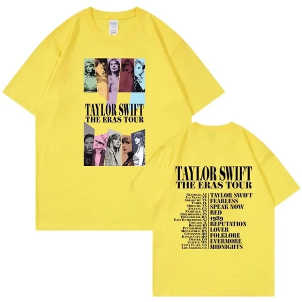 Unisex T-shirt Taylor Swift printed kort ärm för fans Present Yellow XXXL