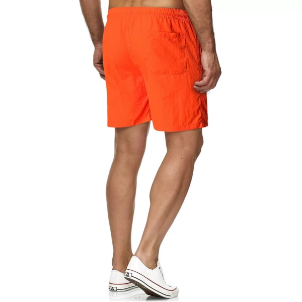 Herrshorts med fem punkter, snabbtorkande enfärgade strandbyxor, herrshorts för sport och fitness Orange XL