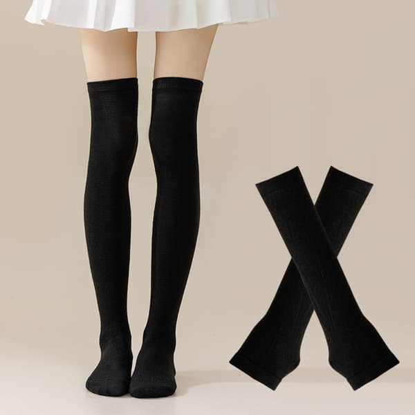 1 Sæt Kvinder Piger Over Knæ Lange Stribede Trykte Lårhøje Bomuldsstrømper Armærmer Handsker Søde Søde Plus Size Overknee Strømper Yellow Black One Size