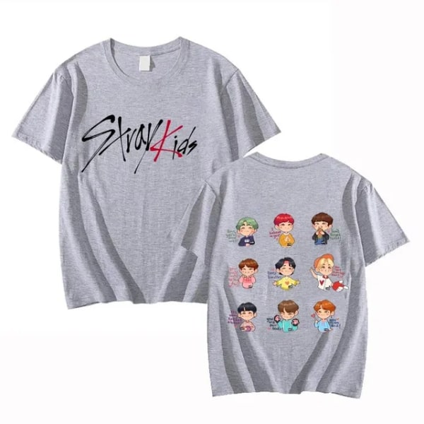 K-POP Stray Kids T-Shirt Herre Dame Trykket høykvalitets bomull T-skjorte Kortermet T-skjorte Overdimensjonerte T-skjorter Topper Klær 5 S