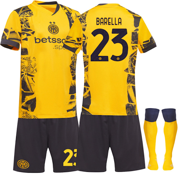 24-25 F.C. Internazionale Milano Bortaställ Gul Nr.23 BARELLA Fotbollströjor Vuxen Fotbollsutrustning XS-3XL NO.23 S