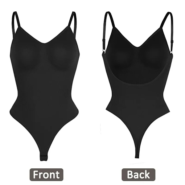 Rygglösa Bodysuits för Kvinnor Sömlösa Shapewear Tanga Butt Lifter Body Shaper Slimmande Linnen Toppar Magekontroll Korsett Thong Black XS