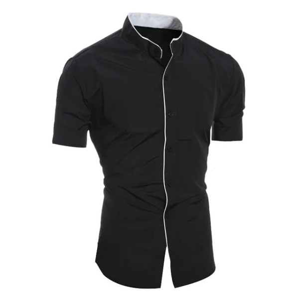 mäns enfärgade kortärmad tröja för casual black XL