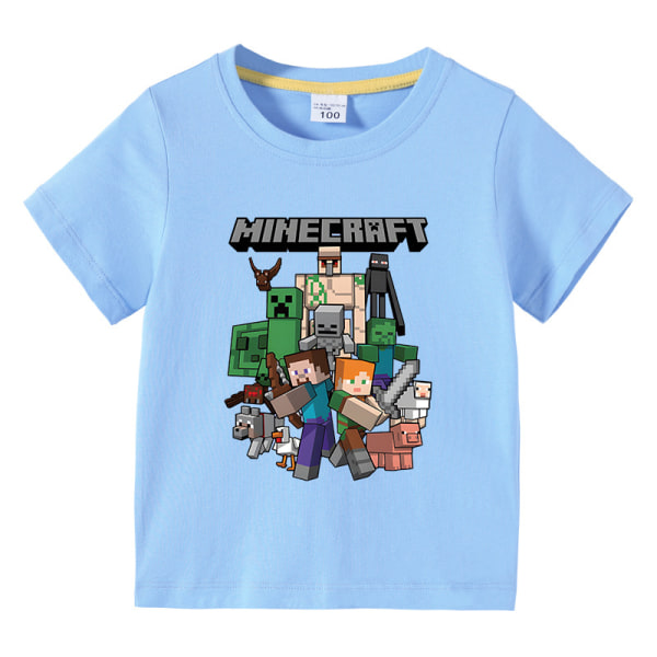 Sommar T-shirt för barn med Minecraft printed 100-150 light blue 140cm