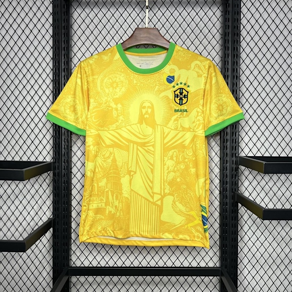 24-25 Brasilien Jesus Edition Guld Jersey Fotbollströja S-2XL S