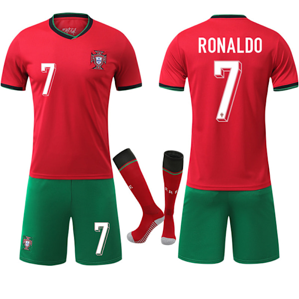 2024 EM-tröja Portugal Hemma NO.7 RONALDO Tröjor Barn Vuxen Fotbollsutrustning XS