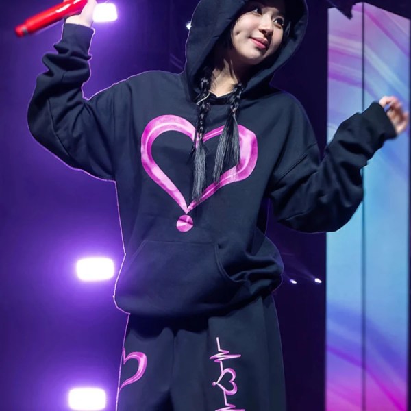 Kpop Twice 4th World Tour Iii Casual träningsoverall Dam Sweatshirts Pullover Huvtröjor black XL