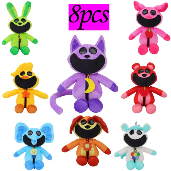 30 cm Hymyilevät Critters -pehmolelut Hymyilevät Critters -kissanpäiväunille Catnap Accion -nukke Pehmolelu Tyyny Lasten syntymäpäivä Joululahja 8pcs