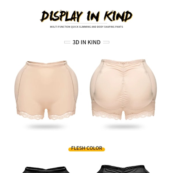 Vadderad rumplyftare Korrigerande underkläder Butt Enhancer Body Shaper Modelleringsrem Fake Hip Shapwear Underkläder Push Up Trosor Skin M