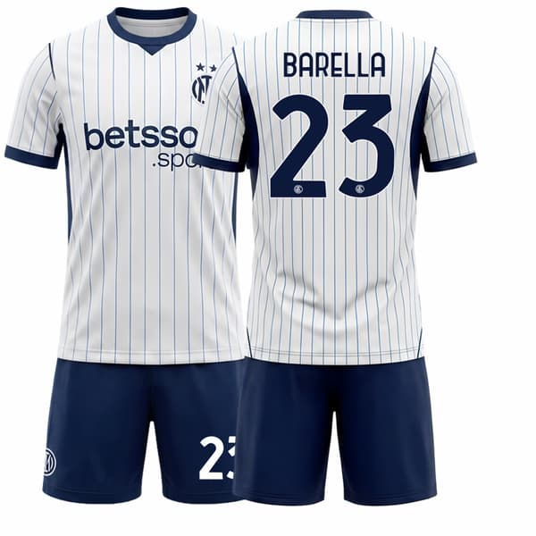 26-27 Inter Milano Udebane NR.23 BARELLA 2-delt T-shirt Sæt Børnefodboldtrøje 23 22