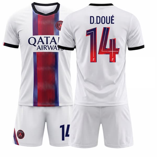 26-27 Paris Saint-Germain Udebane NR.14 D.DOUE 2-delt T-shirt sæt Børnefodboldtrøje 14 22
