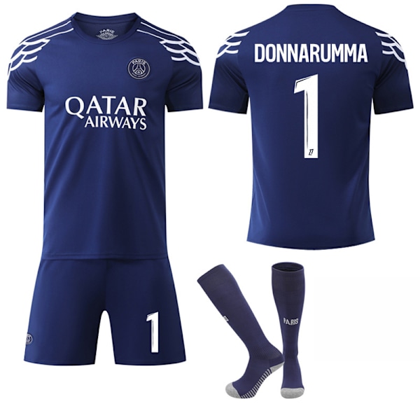 24-25 Paris Saint-Germain F.C. Träningsställ bortatröja NO.1 DONNARUMMA Tröjor Barn Vuxen Fotbollsutrustning med Strumpor NO.1 3XL