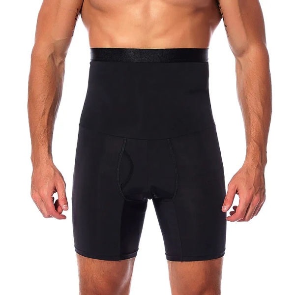 Män Bantning Body Shaper Waist trainer High Waist Shaper Control Trosor Kompressionsunderkläder Buken Belly Shaper Shorts Black XL