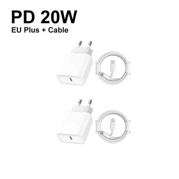 2/4 packs PD 20W USB-C Fast Charger Power For Apple iPhone 15 Pro Max 14 13 12 mini 11 Quick Charging XS XR 8 Plus Cable Phone Accessories 2 packs