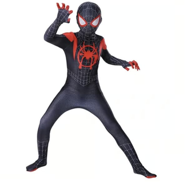 Barn Miles Morales Kostym Spiderman Cosplay Jumpsuit 110-150CM black 100CM
