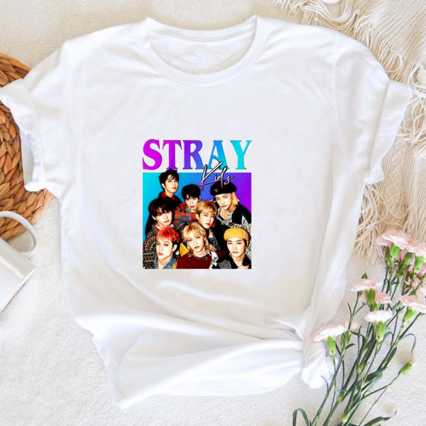 Stray Kids Gruppmedlemmar Dam T-shirts Mode K-Pop white M