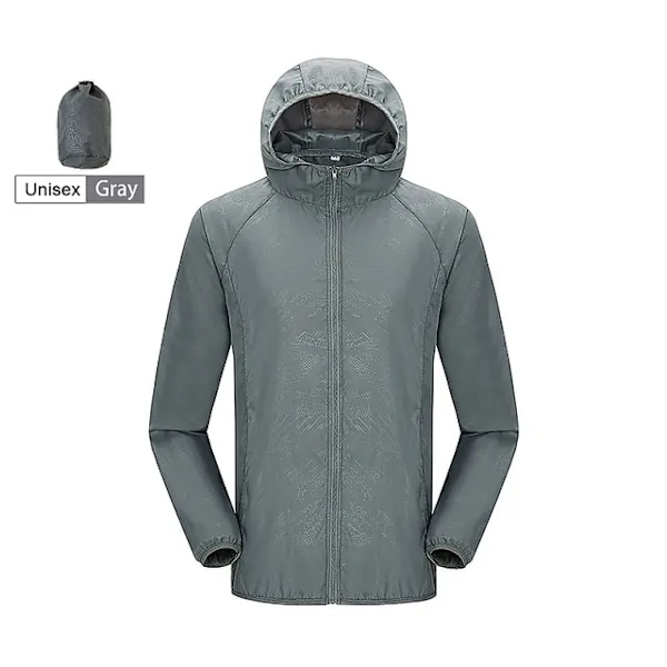 Unisex Vandring Jacka Herr Dam Vattentät Snabbtorkande Camping Vindjacka Trekking Fiske Regnrocka Utomhus Anti UV Kläder Gray L