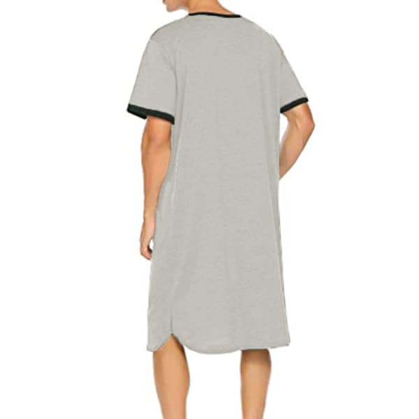 Løstsiddende pyjamas til mænd, åndbart nattøjssæt til natten Grey M