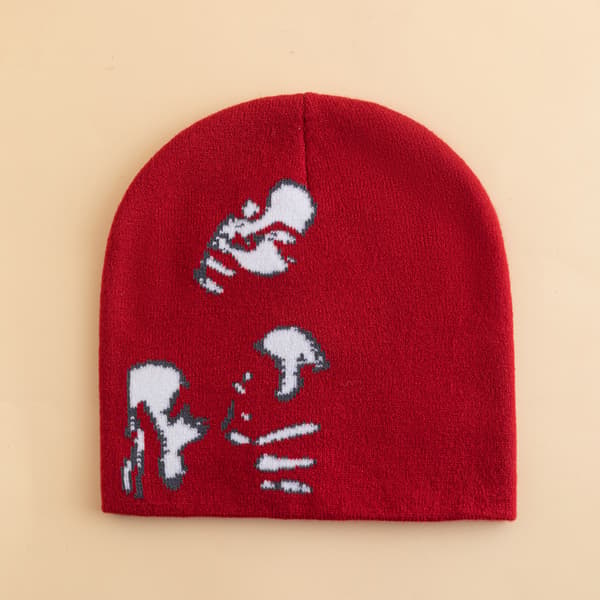 Tjock Varm Öronvärmare Hatt Herr Vinter Tryckt Ridning Stickad Hatt Grey 56-58 cm