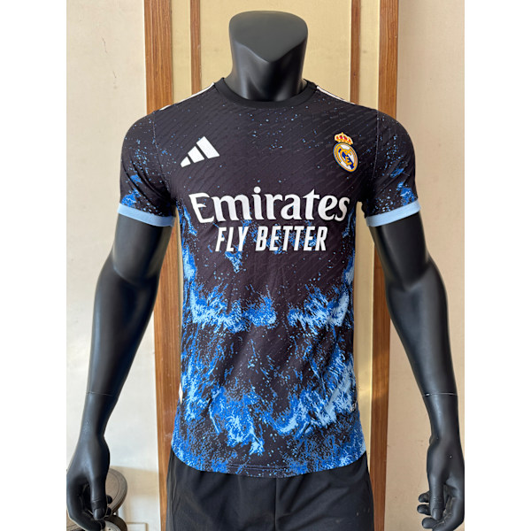 25-26 Real Madrid CF Blå Svart Fotbollsuniform T-shirt S-2XL Black Blue XXL