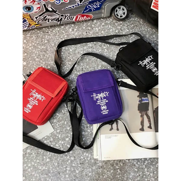 STUY Street Hip Hop Olkalaukku Matkapuhelimelle Teini-ikäisille Japanilainen Klassinen Pieni Laukku Lehti PURPLE 13cm * 4cm * 17cm