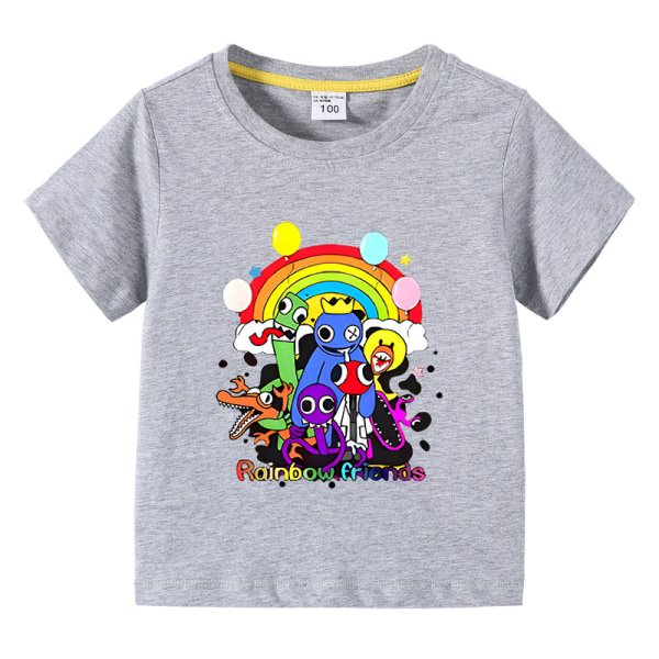 Kid bomull T-shirt Summer Rainbow Friends printed topp T-shirt grey 130cm